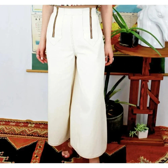 Salvage Cloth Double Zipper High Rise Wide Leg Jeans NYC Sustainable Streetwear - Picture 10 of 12